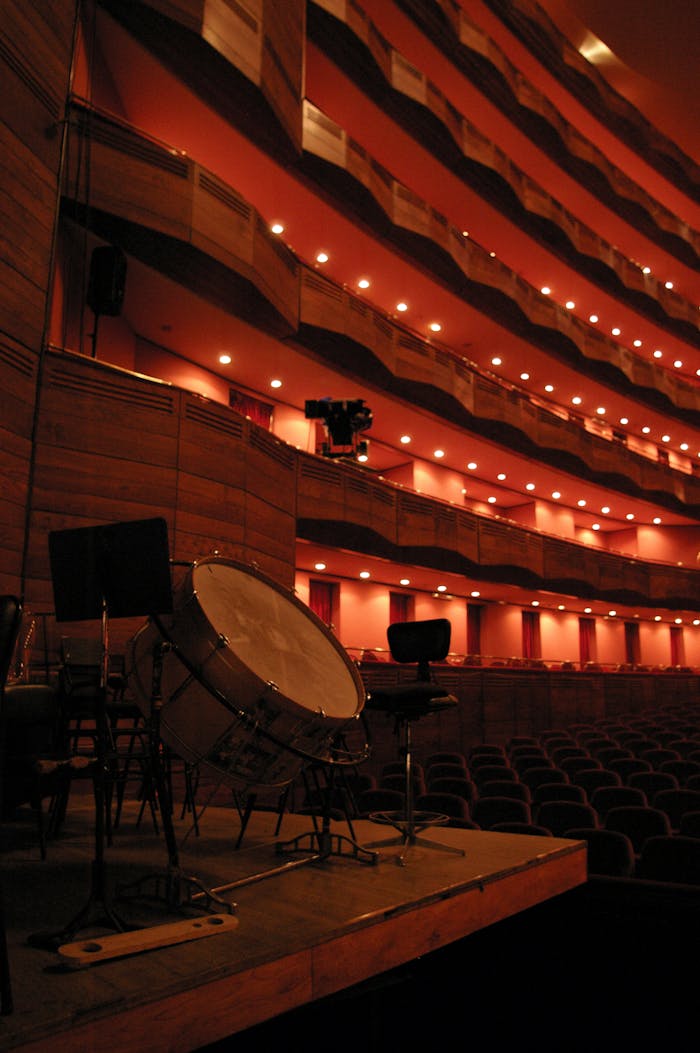 Instruments on a stage in an opera house